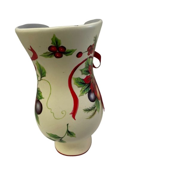 FOLK NORDIC Victorian Christmas Lace Up Floral Holiday Ceramic Boots Decor 6.5" - Picture 7 of 16